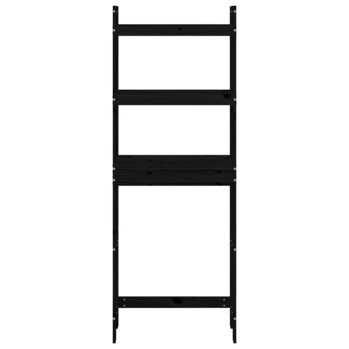 Étagère de toilette Noir 63x26x171 cm Bois de pin massif – Image 4