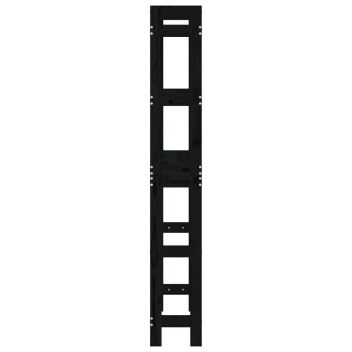Étagère de toilette Noir 63x26x171 cm Bois de pin massif – Image 5