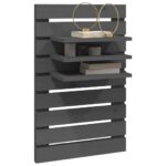 Étagères de chevet murales 2 pcs Gris Bois de pin massif – Image 2