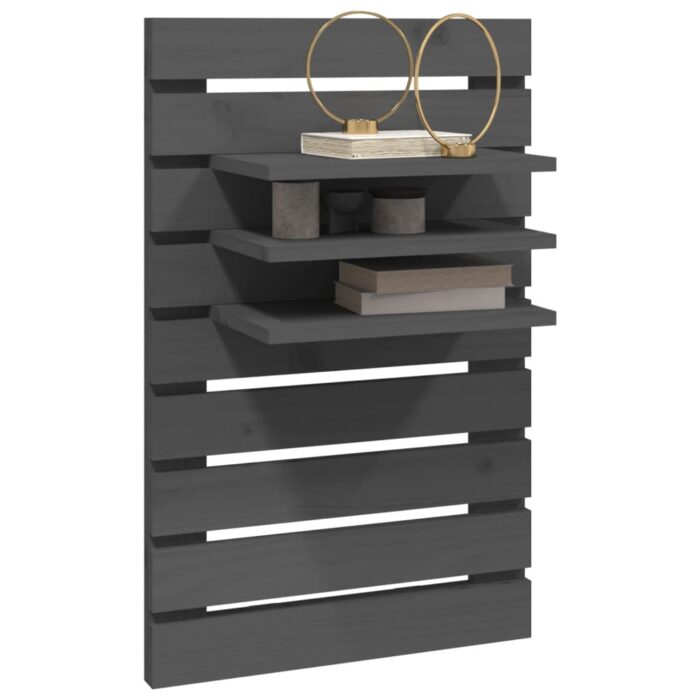 Étagères de chevet murales 2 pcs Gris Bois de pin massif – Image 2