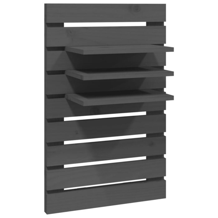 Étagères de chevet murales 2 pcs Gris Bois de pin massif – Image 3