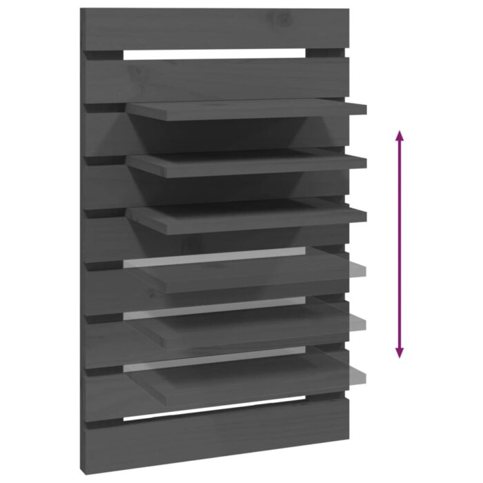 Étagères de chevet murales 2 pcs Gris Bois de pin massif – Image 6