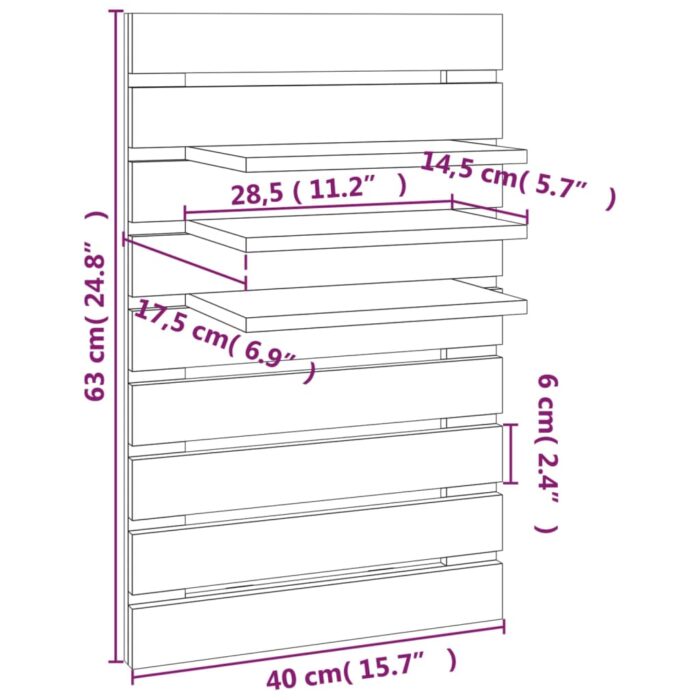 Étagères de chevet murales 2 pcs Gris Bois de pin massif – Image 8