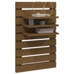 Étagères de chevet murales 2 pcs Marron miel Bois de pin massif – Image 2