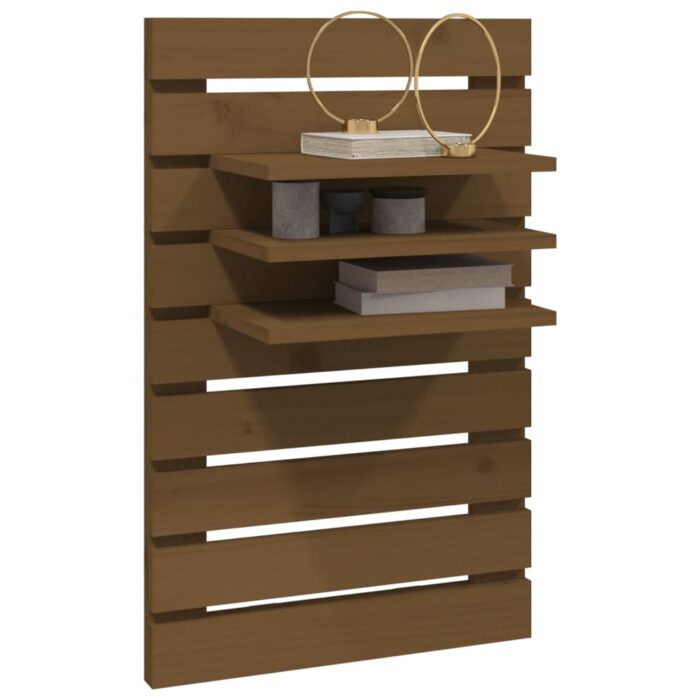Étagères de chevet murales 2 pcs Marron miel Bois de pin massif – Image 2