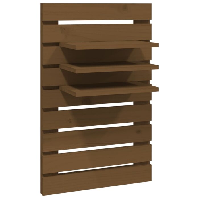 Étagères de chevet murales 2 pcs Marron miel Bois de pin massif – Image 3