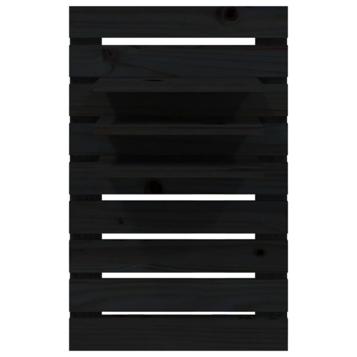 Étagères de chevet murales 2 pcs Noir Bois de pin massif – Image 4