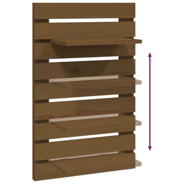 Étagères de chevet murales 2 pcs Marron miel Bois de pin massif – Image 6