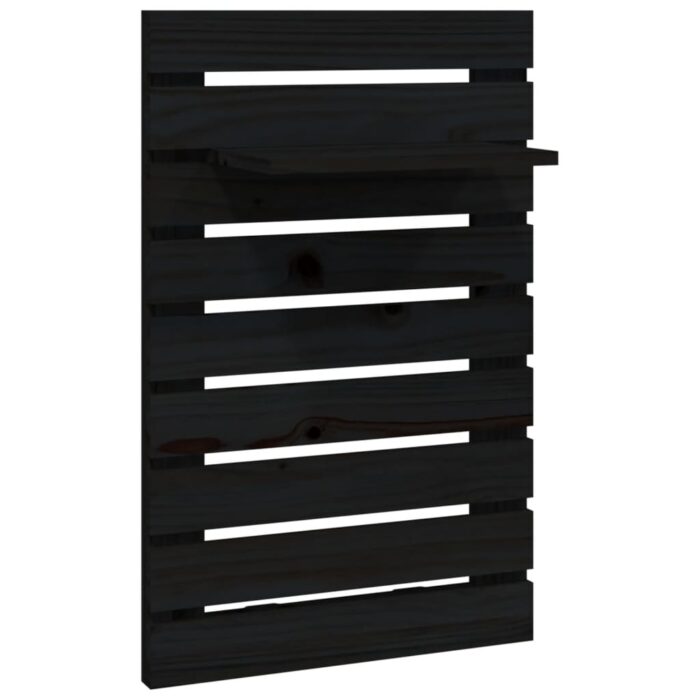 Étagères de chevet murales 2 pcs Noir Bois de pin massif – Image 3