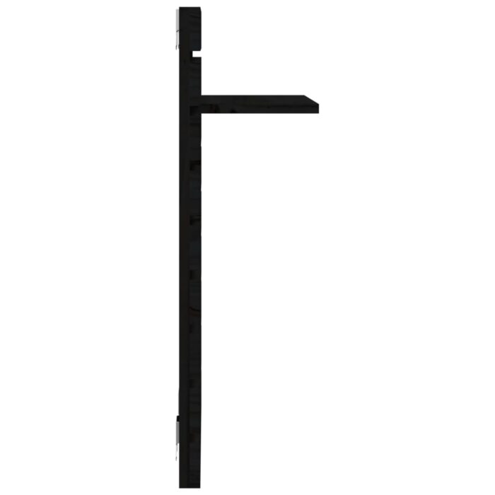 Étagères de chevet murales 2 pcs Noir Bois de pin massif – Image 5