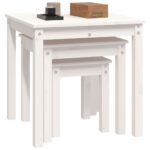 Tables gigognes 3 pcs Blanc Bois de pin massif – Image 3