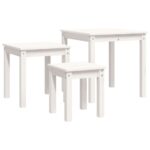 Tables gigognes 3 pcs Blanc Bois de pin massif – Image 4