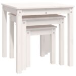 Tables gigognes 3 pcs Blanc Bois de pin massif – Image 5