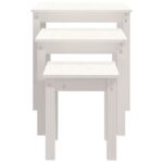 Tables gigognes 3 pcs Blanc Bois de pin massif – Image 6
