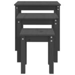 Tables gigognes 3 pcs Gris Bois de pin massif – Image 6