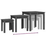 Tables gigognes 3 pcs Gris Bois de pin massif – Image 7