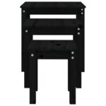 Tables gigognes 3 pcs Noir Bois de pin massif – Image 6