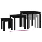 Tables gigognes 3 pcs Noir Bois de pin massif – Image 7