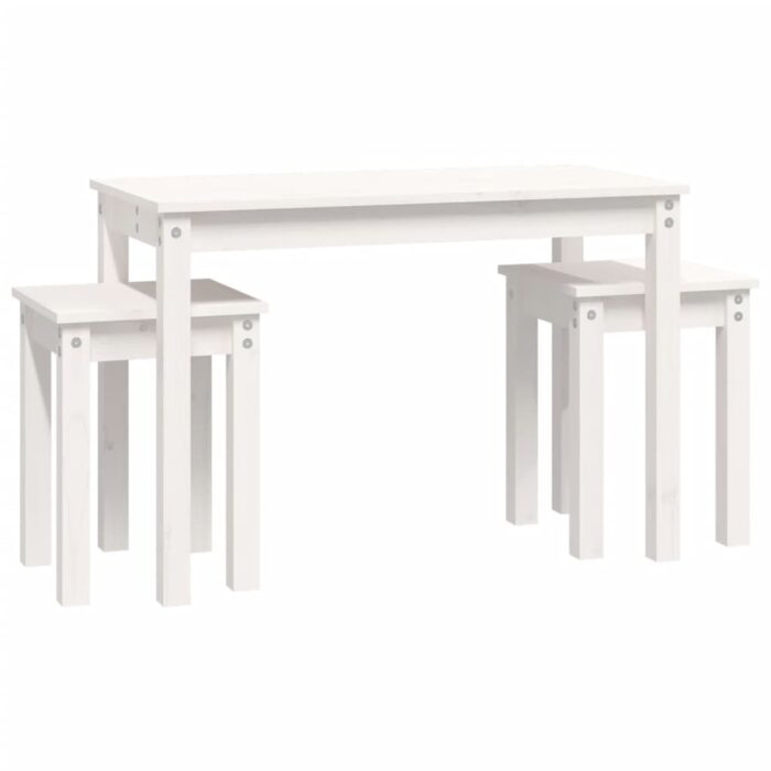 Tables gigognes 3 pcs Blanc Bois de pin massif – Image 3