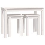 Tables gigognes 3 pcs Blanc Bois de pin massif – Image 4