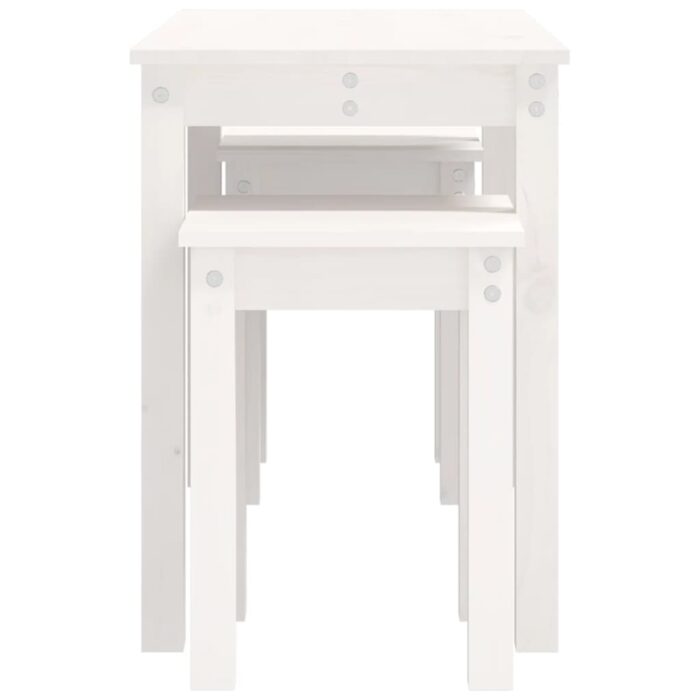Tables gigognes 3 pcs Blanc Bois de pin massif – Image 5