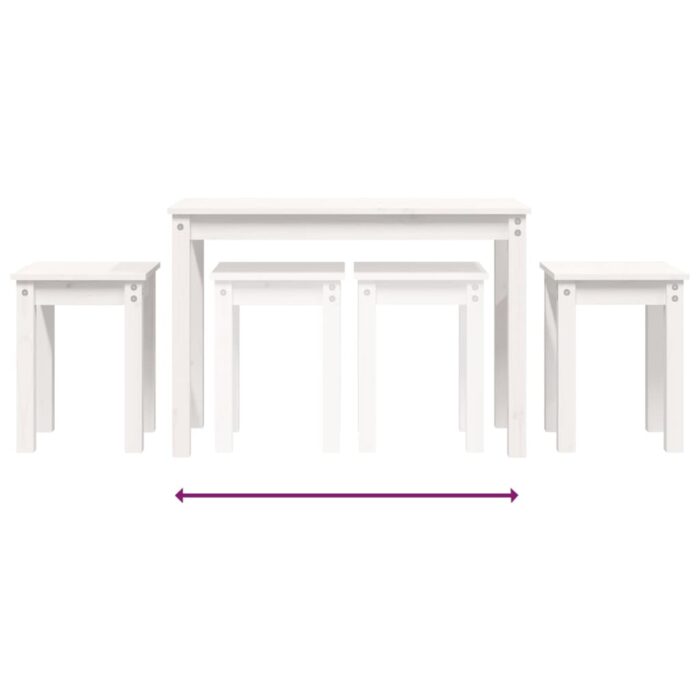 Tables gigognes 3 pcs Blanc Bois de pin massif – Image 6