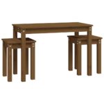 Tables gigognes 3 pcs Marron miel Bois de pin massif – Image 3