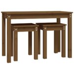 Tables gigognes 3 pcs Marron miel Bois de pin massif – Image 4