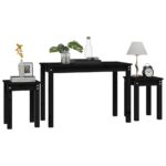 Tables gigognes 3 pcs Noir Bois de pin massif – Image 2