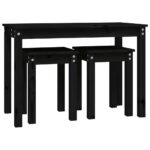 Tables gigognes 3 pcs Noir Bois de pin massif – Image 4
