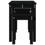 Tables gigognes 3 pcs Noir Bois de pin massif – Image 5