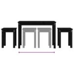 Tables gigognes 3 pcs Noir Bois de pin massif – Image 6