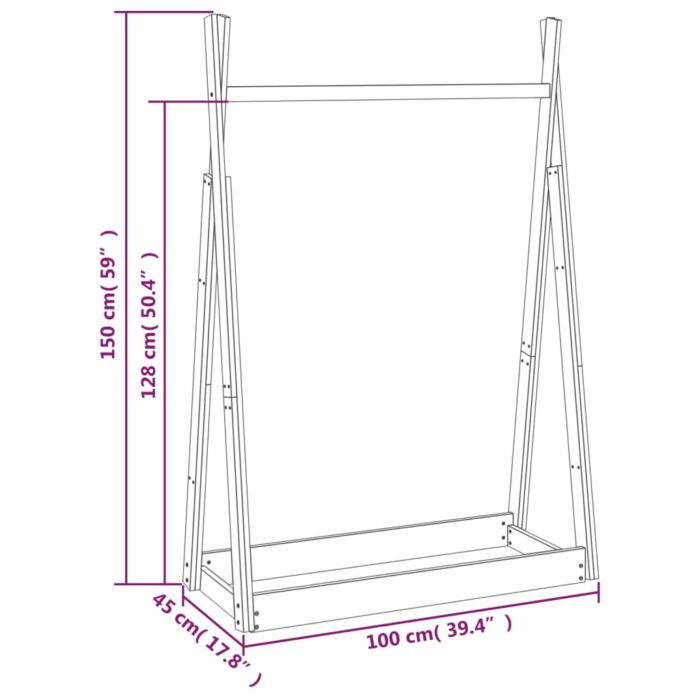 Porte-vêtements 100x45x150 cm Bois de pin massif – Image 5