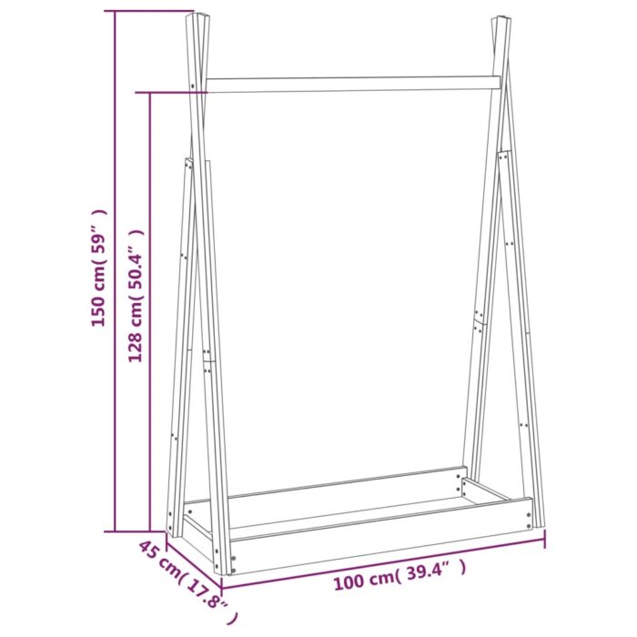 Porte-vêtements Blanc 100x45x150 cm Bois de pin massif – Image 5