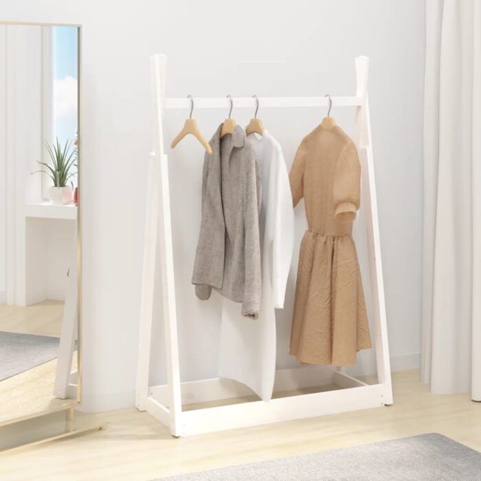 Porte-vêtements Blanc 100x45x150 cm Bois de pin massif – Image 1