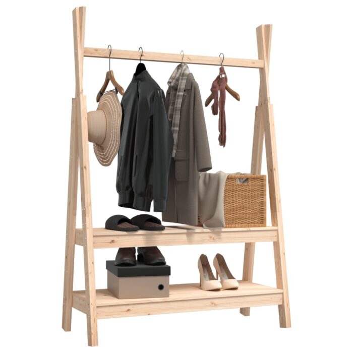 Porte-vêtements 100x45,5x150 cm Bois de pin massif – Image 2