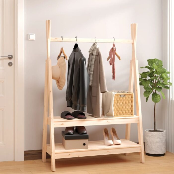 VXL8720845687069_m_en_hd_1.jpg Porte-vêtements 100x45,5x150 cm Bois de pin massif – Image 1