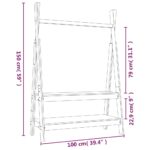 Porte-vêtements Blanc 100x45,5x150 cm Bois de pin massif – Image 6