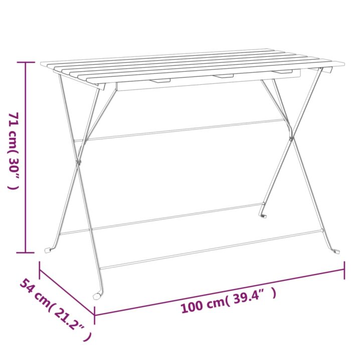 Table de bistro pliante 100x54x71cm Bois acacia solide et acier – Image 5