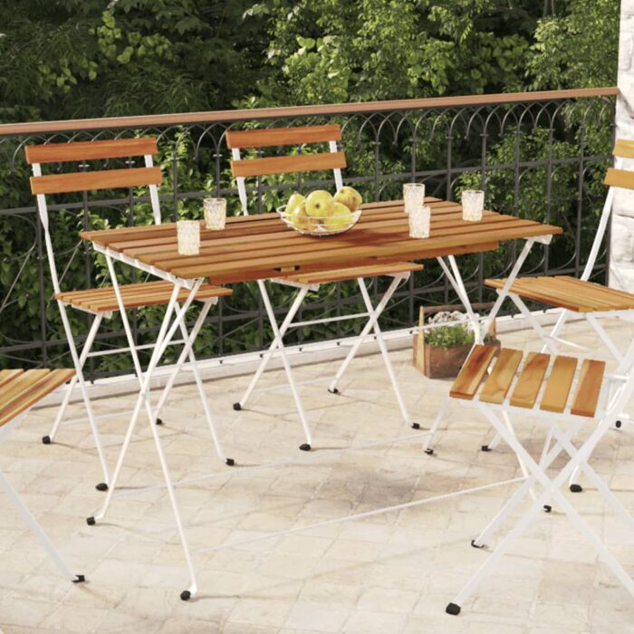 Table de bistro pliante 100x54x71cm Bois acacia solide et acier – Image 1