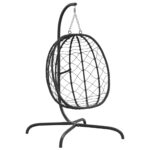 Chaise suspendue en forme d'œuf avec coussin blanc crème – Image 4