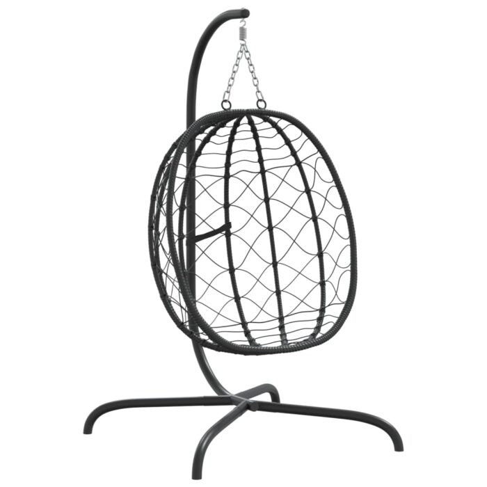 Chaise suspendue en forme d'œuf avec coussin blanc crème – Image 4