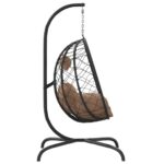 Chaise suspendue en forme d'œuf avec coussin taupe – Image 2