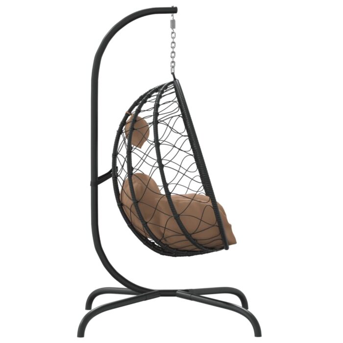 Chaise suspendue en forme d'œuf avec coussin taupe – Image 2
