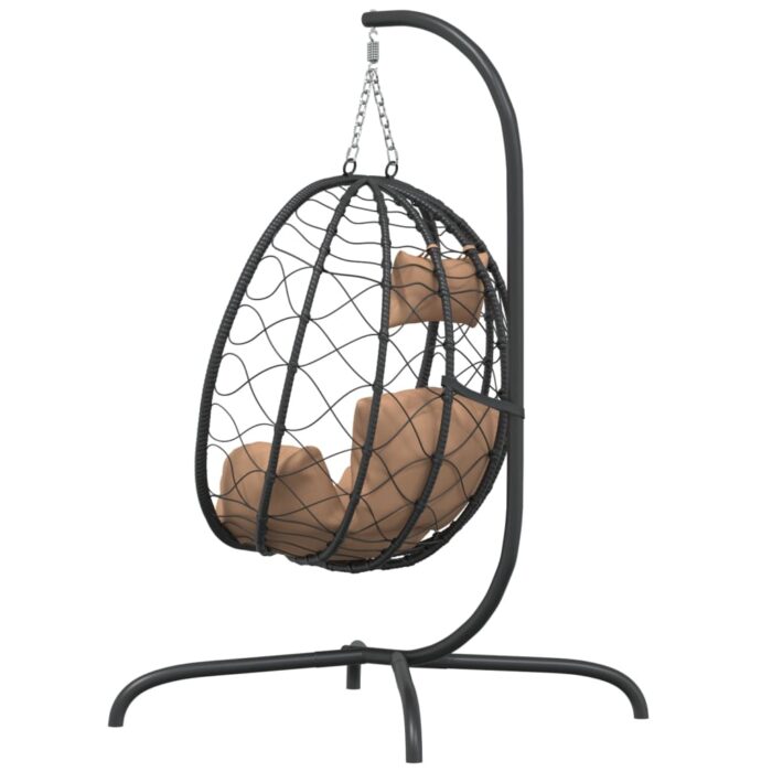 Chaise suspendue en forme d'œuf avec coussin taupe – Image 3