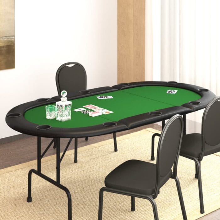 Table de poker pliable 10 joueurs Vert 207x106x76 cm – Image 1