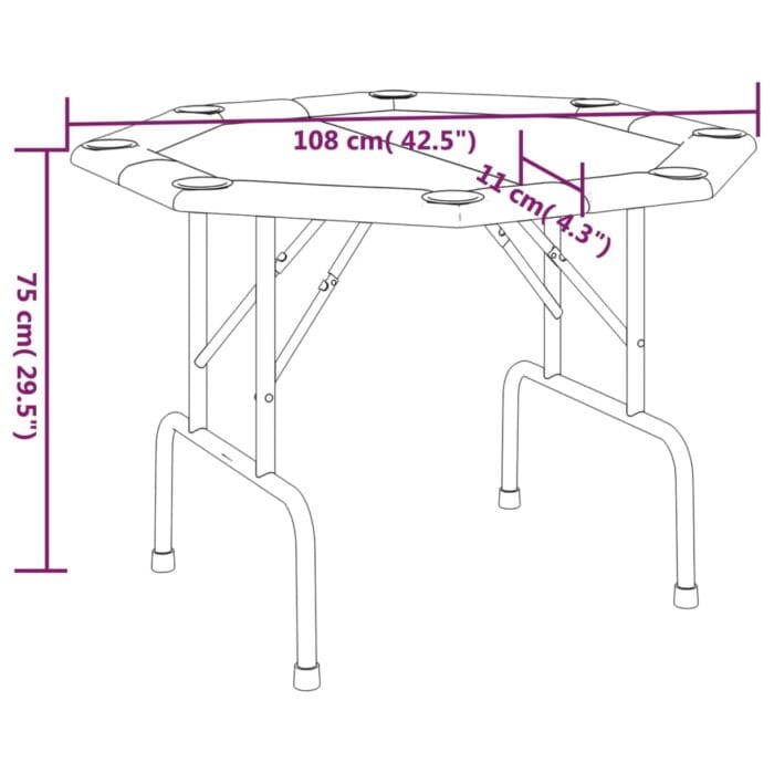 Table de poker pliable 8 joueurs Vert 108x108x75 cm – Image 4