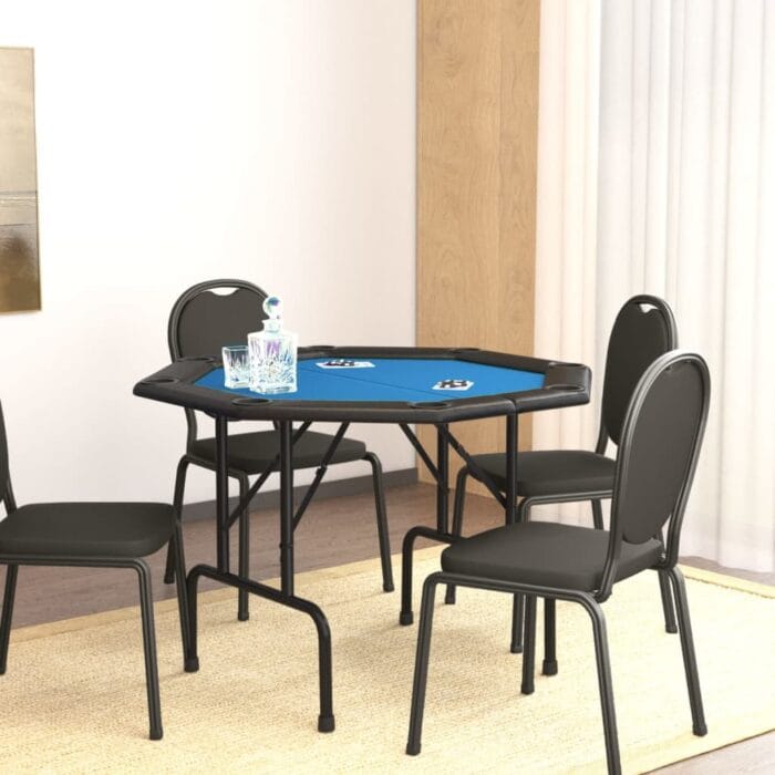 Table de poker pliable 8 joueurs Bleu 108x108x75 cm – Image 1