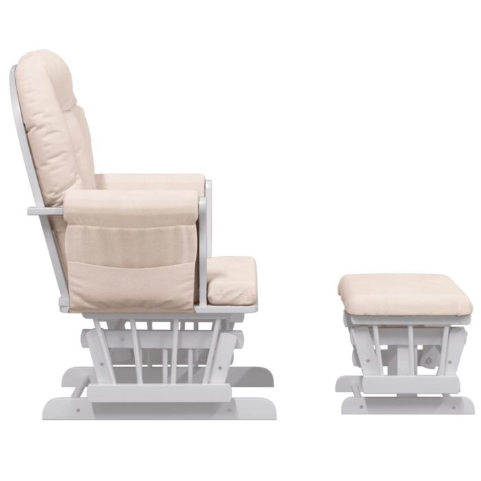 Chaise berçante avec repose-pied Rose clair Tissu – Image 2