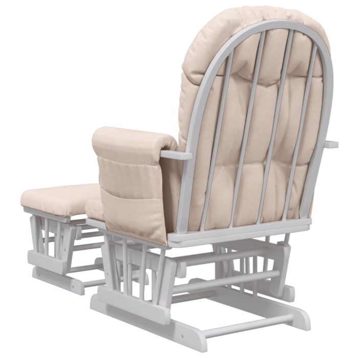Chaise berçante avec repose-pied Rose clair Tissu – Image 3